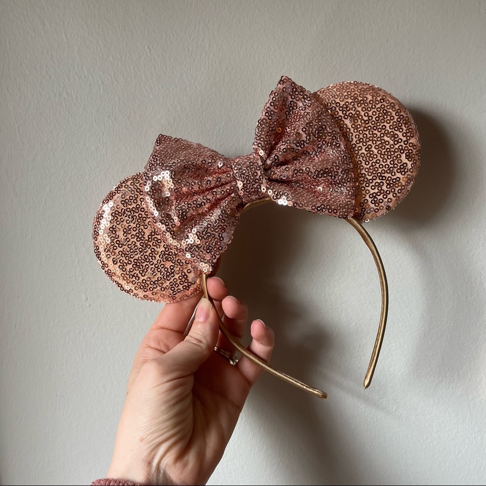 Set of two Rose Gold Minnie Mouse ears Disney, Sparkles, Disney World Disneyland